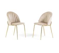 SIEDITI FUORI E DENTRO Juego de 2 sillas de comedor tapizadas de terciopelo para cocina o comedor con patas de metal Sonia (Gambe Oro, Terciopelo Crema)