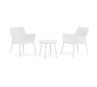 SIEDITI FUORI E DENTRO Juego de 2 Sillones de exterior y mesa de centro de resina con fibra de vidrio Betty (2+mesa, Blanco)