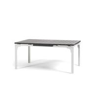 SIEDITI FUORI E DENTRO Mesa de exterior/jardín extensible 180/240 x 90 cm con patas de acero y tapa de polietileno efecto madera, hasta 10 personas Thomas XL (blanco/pizarra)