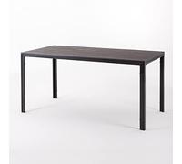 SIEDITI FUORI E DENTRO Mesa Jardin Rectangular 156x78 cm, Mesa Exterior en Acero Pintado con Lamas de Polietileno Efecto Madera, Ideal para terraza, balcón o Patio (Moca)