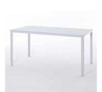 SIEDITI FUORI E DENTRO Mesa Jardin Rectangular 156x78 cm, Mesa Exterior en Acero Pintado con Lamas de Polietileno Efecto Madera, Ideal para terraza, balcón o Patio (Blanco)