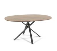 SIEDITI FUORI E DENTRO Mesa ovalada de 150 x 100 cm con patas cruzadas y tapa laminada efecto madera, mesa de comedor para 4 personas, patas en X, estilo modeno - Carlo
