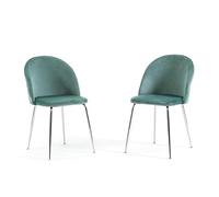SIEDITI FUORI E DENTRO Sara Sillas acolchadas de terciopelo o teddy para cocina o comedor con patas de metal (Tela de terciopelo verde jade - Patas plateadas, 2)