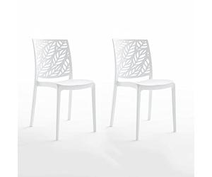 SIEDITI FUORI E DENTRO Sillas Dafne de resina con fibra de vidrio apilables (2, Blanco)