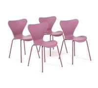 SIEDITI FUORI E DENTRO Sillas de interior/cocina Nina apilables con carcasa de resina y patas de metal (Rosa Antico (Resina), 4)