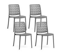 SIEDITI FUORI E DENTRO Sillas de Jardin en polypropylène Avec Fibre de verre, Sillas empilables pour extérieur ou intérieur, Design Moderne et ajouré - Yara (4 Sillas, Gris Oscuro)