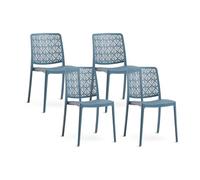 SIEDITI FUORI E DENTRO Sillas de Jardin en polypropylène Avec Fibre de verre, Sillas empilables pour extérieur ou intérieur, Design Moderne et ajouré - Yara (4 Sillas, Azul Petróleo)