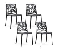 SIEDITI FUORI E DENTRO Sillas de Jardin en polypropylène Avec Fibre de verre, Sillas empilables pour extérieur ou intérieur, Design Moderne et Naturel - Sole (4 Sillas, Negro Antracita)