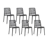 SIEDITI FUORI E DENTRO Sillas de Jardin en polypropylène Avec Fibre de verre, Sillas empilables pour extérieur ou intérieur, Design Moderne et Naturel - Sole (6 Sillas, Negro Antracita)