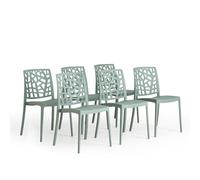 SIEDITI FUORI E DENTRO Sillas de Jardin en polypropylène Avec Fibre de verre, Sillas empilables pour extérieur ou intérieur, Design Moderne et Naturel - Trixy (6 Sillas, Verde Salvia)