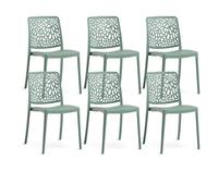 SIEDITI FUORI E DENTRO Sillas de Jardin en polypropylène Avec Fibre de verre, Sillas empilables pour extérieur ou intérieur, Design Moderne et Naturel - Sole (6 Sillas, Verde Salvia)