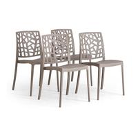 SIEDITI FUORI E DENTRO Sillas de Jardin en polypropylène Avec Fibre de verre, Sillas empilables pour extérieur ou intérieur, Design Moderne et Naturel - Trixy (4 Sillas, Tórtola)
