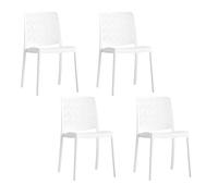 SIEDITI FUORI E DENTRO Sillas de Jardin en polypropylène Avec Fibre de verre, Sillas empilables pour extérieur ou intérieur, Design Moderne et ajouré - Yara (4 Sillas, Blanco)