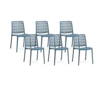 SIEDITI FUORI E DENTRO Sillas de Jardin en polypropylène Avec Fibre de verre, Sillas empilables pour extérieur ou intérieur, Design Moderne et ajouré - Yara (6 Sillas, Azul Petróleo)