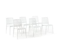 SIEDITI FUORI E DENTRO Sillas de Jardin en polypropylène Avec Fibre de verre, Sillas empilables pour extérieur ou intérieur, Design Moderne et Naturel - Alina (6 Sillas, Blanco)