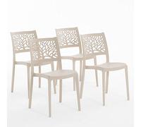 SIEDITI FUORI E DENTRO Sillas Flora de resina con fibra de vidrio (4, crema)