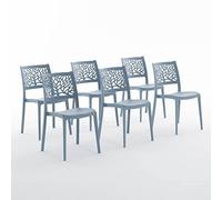 SIEDITI FUORI E DENTRO Sillas Flora de resina con fibra de vidrio (6, Cemento Azul)
