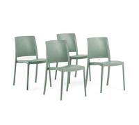 SIEDITI FUORI E DENTRO Sillas jardín de Resina con Fibra de Vidrio para Exterior, terraza o Interior, sillas apilables de diseño y Resistentes - Maria (4 Sillas, Verde Salvia)