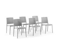 SIEDITI FUORI E DENTRO Sillas jardín de Resina con Fibra de Vidrio para Exterior, terraza o Interior, sillas apilables de diseño y Resistentes - Maria (6 Sillas, Gris Claro)