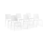 SIEDITI FUORI E DENTRO Sillas jardín de Resina con Fibra de Vidrio para Exterior, terraza o Interior, sillas apilables de diseño y Resistentes - Maria (6 Sillas, Blanco)