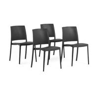 SIEDITI FUORI E DENTRO Sillas jardín de Resina con Fibra de Vidrio para Exterior, terraza o Interior, sillas apilables de diseño y Resistentes - Maria (4 Sillas, Negro Antracita)