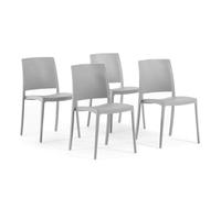 SIEDITI FUORI E DENTRO Sillas jardín de Resina con Fibra de Vidrio para Exterior, terraza o Interior, sillas apilables de diseño y Resistentes - Maria (4 Sillas, Gris Claro)