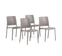 SIEDITI FUORI E DENTRO Sillas jardín de Resina con Fibra de Vidrio para Exterior, terraza o Interior, sillas apilables de diseño y Resistentes - Maria (4 Sillas, Tórtola)