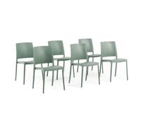 SIEDITI FUORI E DENTRO Sillas jardín de Resina con Fibra de Vidrio para Exterior, terraza o Interior, sillas apilables de diseño y Resistentes - Maria (6 Sillas, Verde Salvia)