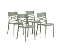 SIEDITI FUORI E DENTRO Sillas Martina en resina con fibra de vidrio apilables para interiores/exteriores (4, Verde Salvia)
