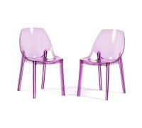 SIEDITI FUORI E DENTRO Sillas Modernas de policarbonato Transparente, sillas apilables de diseño para Comedor y Cocina - Luce (2 Sillas, Rosa)
