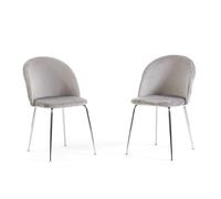 SIEDITI FUORI E DENTRO Sillas Sara acolchadas de terciopelo o teddy para cocina o comedor con patas de metal (Tela de terciopelo gris claro - Patas plateadas, 2)