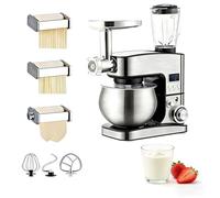 SIEEOUR 600 W Batidora De Cocina Multifuncional, 5.2 Qt Batidora De Pie Con Pantalla Digital, Inclinable Acero Inoxidable Batidora Eléctrica De Alimentos, Con Gancho Amasador, Batidor, Varilla