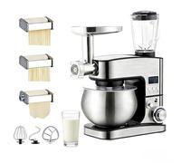 SIEEOUR Batidora Amasadora Con Picadora De Carne, 5,2 Litros Multifuncional Eléctrica Mezcladora De Alimentos Con Pantalla,Incluye Gancho Para Masa, Batidor, Para Horneado Y Cocina Doméstica