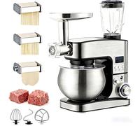 SIEEOUR Batidora Amasadora Profesional 5,2 Litros Con Pantalla Digital, Eléctrica Mezcladora De Alimentos,Incluye Gancho Para Masa, Batidor P-lano, Batidor De Alambre,Para Horneado