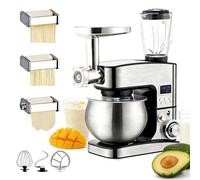 SIEEOUR Batidora Eléctrica De Alimentos De Uso Intensivo, 5.2 Qt Batidora De Pie, Cabeza Inclinable Con Pantalla Digital, Incluye Gancho Amasador, Batidor, Varilla, Para Comercial