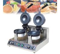 SIEEOUR Gelato Panini Press Machine & Ice Cream Filling Waffle Maker, Ufo Burger Maker With 50-300°C Temp Control, Hielera Waffle Hamburguesa Comercial Acero Inoxidable Para Café(Double head)