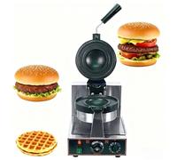 SIEEOUR Máquina Para Hacer Helados Y Rellenar Gofres, Máquina Para Hacer Hamburguesas Tipo Ovni Con Temporizador De 0 A 5 Minutos, Máquina Para Hacer Paninis Y Gofres Antiadherentes(Single head)