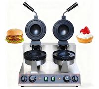 SIEEOUR Máquina Para Hacer Waffles Rellenos Y Máquina Para Hacer Conos De Waffle Comercial, Máquina Selladora De Hamburguesas Eléctrica Con Calentamiento Doble Cara,Para Restaurante(Double head)