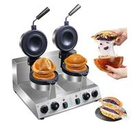 SIEEOUR Máquina Prensa Hamburguesas Acero Inoxidable & Electric Burger Press,Ice Cream Ufo Burger Maker Con Calentamiento Doble Cara,Commercial Ice Cream Sandwich Maker, Para Snack Shop(Double head)