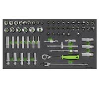 Siegen by Sealey S01270 - Juego de 62 llaves de vaso de 3/8 pulgadas cuadradas con bandeja de herramientas