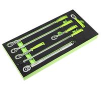 Siegen S01325 - Juego de llaves de trinquete, barra de disyuntor y llave dinamométrica de 3/8 pulgadas cuadradas, 7 piezas