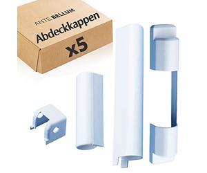 Siegenia SI Aubi A300 - Juego de tapas de bisagras de PVC para ventanas de plástico y puertas de balcones de PVC, color blanco (EK001, EK211, LK006, LK330) (5 kits)