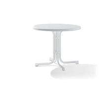 Sieger 209/W - Mesa plegable, armazón de acero y tablero de resina mecalit-pro imitación mármol (diámetro: 86 cm, altura: 72 cm), color blanco