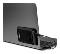 Siegvoll Organizador Adhesivo para portátil (1 Pieza con 2 Bolsillos), Bolsillo elástico para Disco Duro Externo, SSD y Cables, Compatible con SanDisk, Samsung, Crucial - Negro