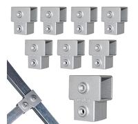 SiegYma - Conector de tubo cuadrado, conector de 3 vías en T, 8 piezas de accesorios cuadrados para tubos cuadrados para barandilla cuadrada, valla de cadena, barandilla, barandilla, abrazaderas (tipo