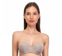 SÌèLEI, Bandeau con Copas graduadas, confeccionado en Microfibra Suave, con Acabado Invisible, Aros Invisibles, Tirantes extraíbles, Diseñado en Italia, Color Piedra, Talla 4C