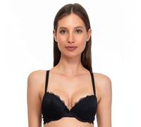 SÌèLEI, Sujetador con Copas graduadas y Aros para un Efecto Push-up, Hecho de Suave Encaje, Tirantes Ajustables, Diseñado en Italia, Color Negro, Talla 3B