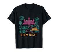 Siem Reap Camboya Line Art Travel Ilustración gráfica Camiseta