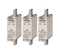 SIEMENS - 3 unidades de fusibles NH, NH000 80 A detector de señal frontal