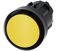 Siemens 3SU10000AA300AA0 Pulsador de plástico, IP66, IP67, IP69K, clasificación de protección, plástico negro, 22 mm, amarillo